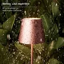 SIGOR Batteri bordlampe NUINDIE USB-C rund IP54, rosa guld anodiseret dæmpbar