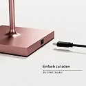SIGOR Batteri bordlampe NUINDIE USB-C rund IP54, rosa guld anodiseret dæmpbar
