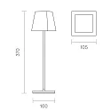 SIGOR Batteri bordlampe NUINDIE USB-C firkantet, CCT Switch, dæmpbar IP54, grafit grå dæmpbar