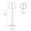 Batteri bordlampe NUINDIE TANGO med USB tilslutning, CCT Switch, med touch-dæmper, magnetisk montering IP20, nat sort dæmpbar