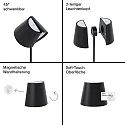 SIGOR battery table lamp NUINDIE TANGO IP20, graphite grey dimmable