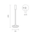 Batteri bordlampe NUCANDLE med touch-dæmper IP54, blank, sort dæmpbar