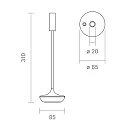 Batteri bordlampe NUCANDLE med touch-dæmper IP54, blank, sort dæmpbar
