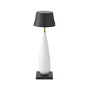 Batteri bordlampe THALA rund, CCT Switch, med touch-dæmper IP65, nat sort, keramik hvid dæmpbar