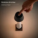 SIGOR Batteri bordlampe THALA rund, CCT Switch, med touch-dæmper IP65, nat sort, keramik hvid dæmpbar