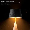 SIGOR Batteri bordlampe THALA rund, CCT Switch, med touch-dæmper IP65, nat sort, keramik hvid dæmpbar