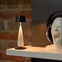 SIGOR Batteri bordlampe THALA rund, CCT Switch, med touch-dæmper IP65, nat sort, keramik hvid dæmpbar