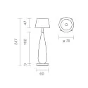SIGOR Batteri bordlampe THALA rund, CCT Switch, med touch-dæmper IP65, nat sort, keramik hvid dæmpbar
