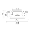 SIGOR Indbygningsprofil FLAD 12 - til LED Strips op til 1.22cm bredde, med sidevinge, længde 100cm