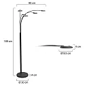 Mexlite Standerlampe SYNNA 5-flammer, drejelig, med fleksibel arm, direkte / indirekte, med ledningsdæmper IP20, sort mat dæmpbar