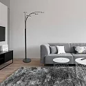 Mexlite Standerlampe SYNNA 5-flammer, drejelig, med fleksibel arm, direkte / indirekte, med ledningsdæmper IP20, sort mat dæmpbar