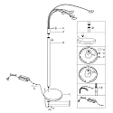 Mexlite Standerlampe SYNNA 5-flammer, drejelig, med fleksibel arm, direkte / indirekte, med ledningsdæmper IP20, sort mat dæmpbar