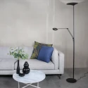 Steinhauer Steinhauer Floor lamp ZODIAC LED, 2 flames, with reading arm, black
