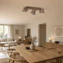 Mexlite Loftlampe GEARWOOD 3-flammer E27 IP20, taupe dæmpbar