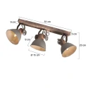 Mexlite Loftlampe GEARWOOD 3-flammer E27 IP20, taupe dæmpbar