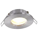 Steinhauer recessed luminaire PÉLITE SPOT round, rigid, with open cable GU10 IP44, steel brushed dimmable