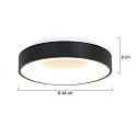 Loftlampe RINGLEDE - Ø 48CM stor, rund, direkte / indirekte IP20, sort mat dæmpbar
