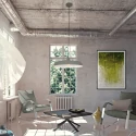 Steinhauer pendant luminaire KRISIP down, 1 flame, flat E27 IP20, grey, mat dimmable