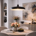 Steinhauer pendant luminaire KRISIP down, 1 flame, flat E27 IP20, black matt dimmable