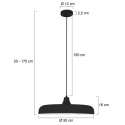 Steinhauer pendant luminaire KRISIP down, 1 flame, flat E27 IP20, black matt dimmable