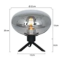 Steinhauer table lamp REFLEXION - Ø 22CM 1 flame, flat, with switch, with plug E27 IP20, black matt 