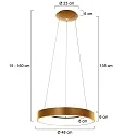 Pendel RINGLEDE - Ø 48CM stor, rund, direkte / indirekte IP20, guld dæmpbar
