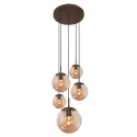 Steinhauer Pendel BOLLIQUE 5-flammer E27 IP20, kakao dæmpbar