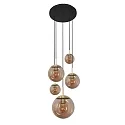 Steinhauer Pendel BOLLIQUE 5-flammer E27 IP20, rav, messing, sort dæmpbar