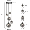 Steinhauer pendant luminaire BOLLIQUE 5 flames, round E27 IP20, black matt dimmable