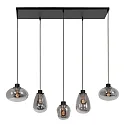 Steinhauer Steinhauer Pendel REFLEXION, 5-flammer, røget, armatur sort