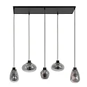 Steinhauer Steinhauer Pendel REFLEXION, 5-flammer, røget, armatur sort