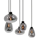 Steinhauer Steinhauer Pendel REFLEXION, 5-flammer, røget, armatur sort