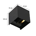 Steinhauer Udendørs wall luminaire MURO up / down, Kubusform, justerbar IP44, sort mat dæmpbar