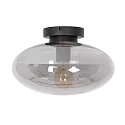 Loftlampe REFLEXION oval E27 IP20, røgfarver, sort dæmpbar