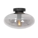 Steinhauer Loftlampe REFLEXION oval E27 IP20, røgfarver, sort dæmpbar