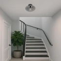 Steinhauer Loftlampe REFLEXION oval E27 IP20, røgfarver, sort dæmpbar