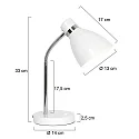 Steinhauer Bordlampe SPRING vipbar E27 IP20, hvid 