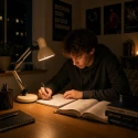 Mexlite table lamp STUDY 1 flame E27 IP20, creme dimmable