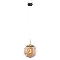Pendel BOLLIQUE rund E27 IP20, rav, messing, sort dæmpbar