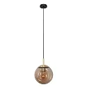 Pendel BOLLIQUE rund E27 IP20, rav, messing, sort dæmpbar