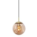 Pendel BOLLIQUE rund E27 IP20, rav, messing, sort dæmpbar