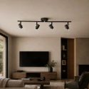 Steinhauer Loftlampe BAMBUS 4-flammer E14 IP20, træ, sort dæmpbar