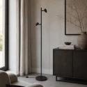 Steinhauer Standerlampe BAMBUS 2-flammer E14 IP20, træ, sort dæmpbar