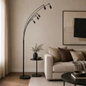 Steinhauer Standerlampe BAMBUS 5-flammer E14 IP20, træ, sort dæmpbar