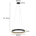 Steinhauer pendant luminaire RINGLUX IP20, black dimmable