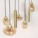 Steinhauer Pendel REFLEXION 9-flammer GU10 + E27 IP20, messing dæmpbar