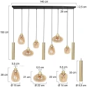Steinhauer Pendel REFLEXION 9-flammer GU10 + E27 IP20, messing dæmpbar