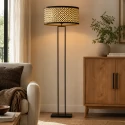 Steinhauer floor lamp STANG 1 flame E27 IP20, black dimmable