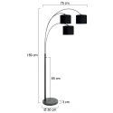 Steinhauer floor lamp SPARKLED LIGHT 3 flames E27 IP20, black dimmable