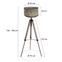 Mexlite floor lamp TRIEK 1 flame E27 IP20, wood, black dimmable
